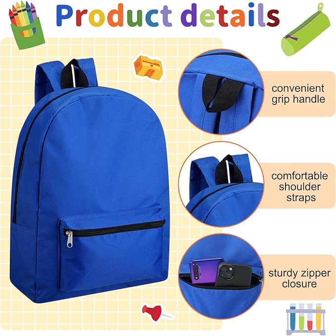 Silkfly Multicolor 24 Pack 17'' Backpacks Bulk with 24 Stationery Supply Sets, Bookbags and Writing Accessories Kit for Donation