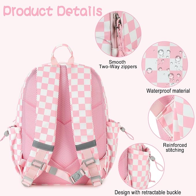 LOIDOU Backpack for Girls 4-6, 15 inch Cute Kids Backpack for Toddler Preschool Gifts (pink)