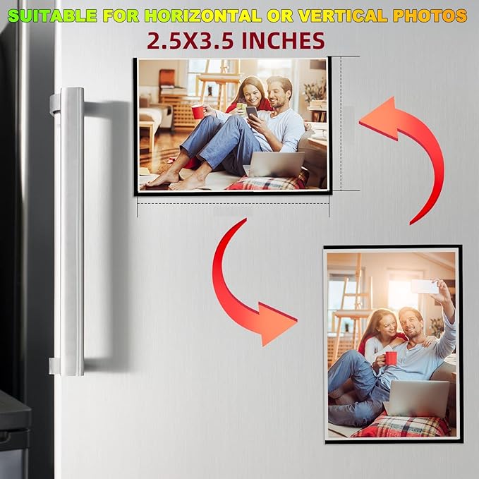 CHUNNIAO Magnetic Picture Frame 2.5X3.5-20 pack,Wallet Size Photo Magnets Sleeves for Refrigerator