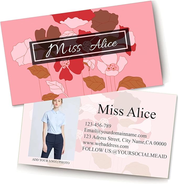 Customized Name Cards 500 PCS, Customized Design with Picture Texture All Business Designs cards No Additional Charge (Color-Q)