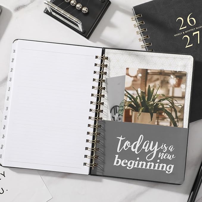 Planner 2026-2027 - Weekly & Monthly Academic Planner 2026-2027 with 12 Monthly Tabs, July 2026 - June 2027, 6.3" x 8.4", Flexible Hardcover, Thick Paper, Inner Pocket - Gray