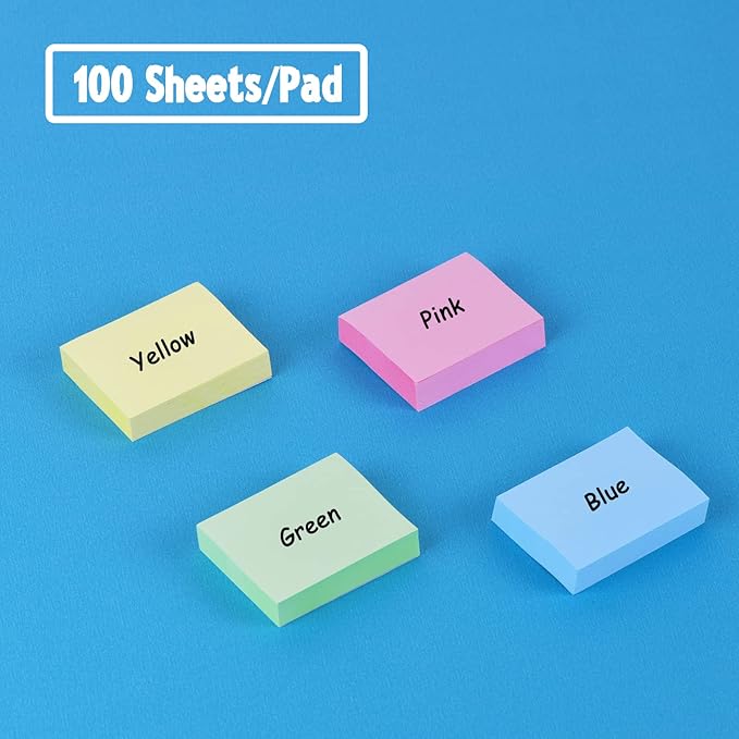Umikk 50 Pack Mini Sticky Notes 1.5x2 in, 5000 Sheets Small Self-Stick Note, 4 Colors Sticky Pad Bulk, Easy to Post for Office, School, Home