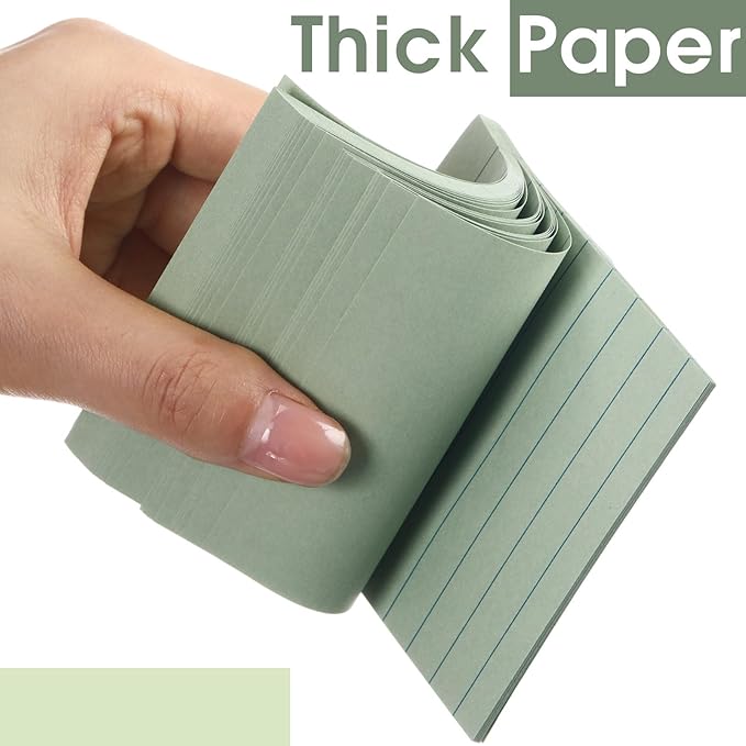 AmazingSpark 12 Pack Sage Green Lined Sticky Notes 3x3 inch Post Ruled Stickies Super Self Stick Power Memo Pads Multi Colors Notes Pads Vintage Aesthetic School Office Supplies Accessories