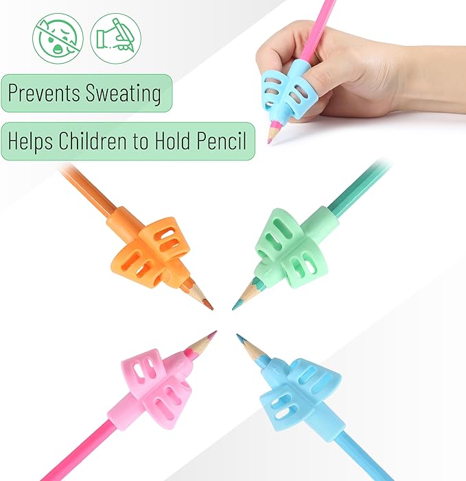 Mr. Pen- Pencil Grips for Kids Handwriting, 4 Pack with 4 Clips, Pencil Grips