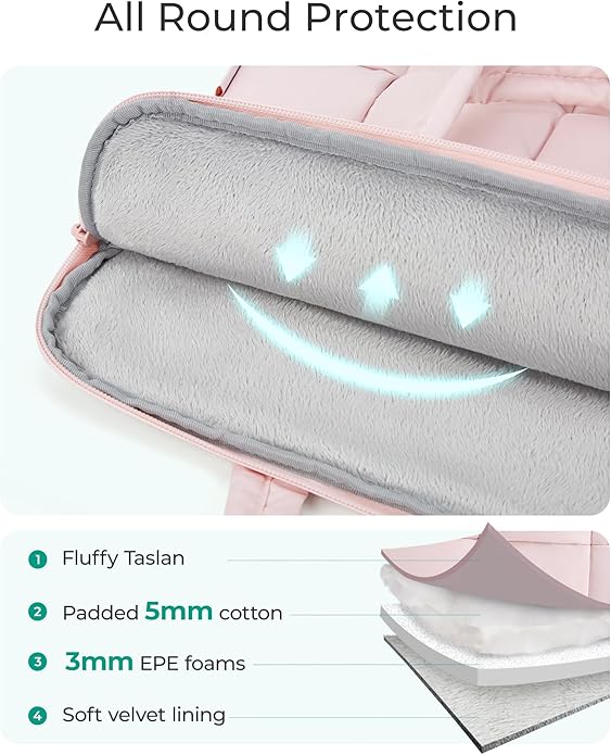 BAGSMART Laptop Case, Puffy Laptop Sleeve with Handle, Compatible with MacBook Air Pro, Laptop Bag for Women