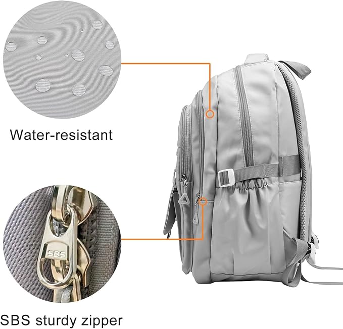 Phaoullzon Girls School Backpack for Boys, College Aesthetic Laptop Bookbag for Travel,Grey