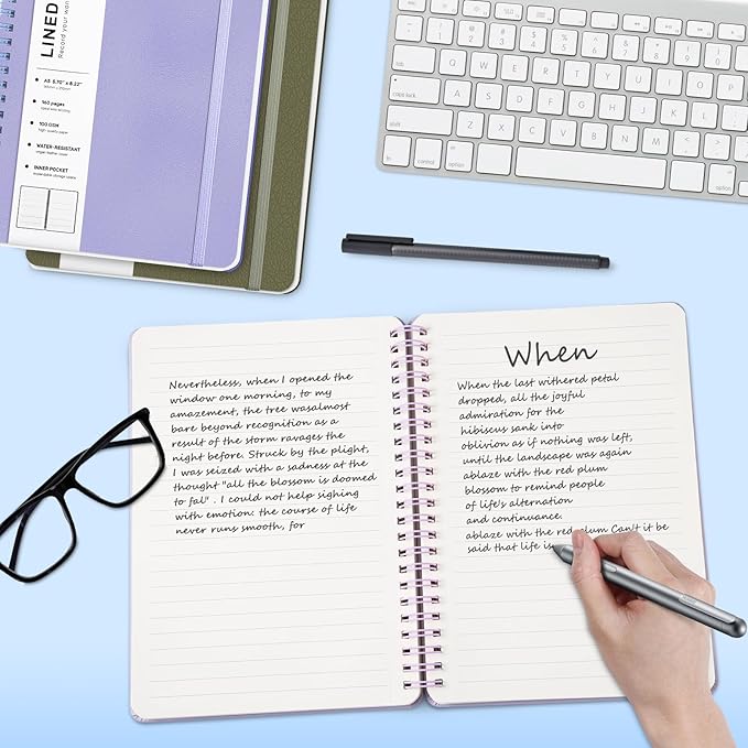ABERLLS Lined Spiral Journal Notebook with 160 Pages, 8×5.7in, A5 Spiral Notebook, Journaling Notebooks for Work, School, Women, Men, College Ruled Spiral Notebook, Hardcover Leather Journals, Purple