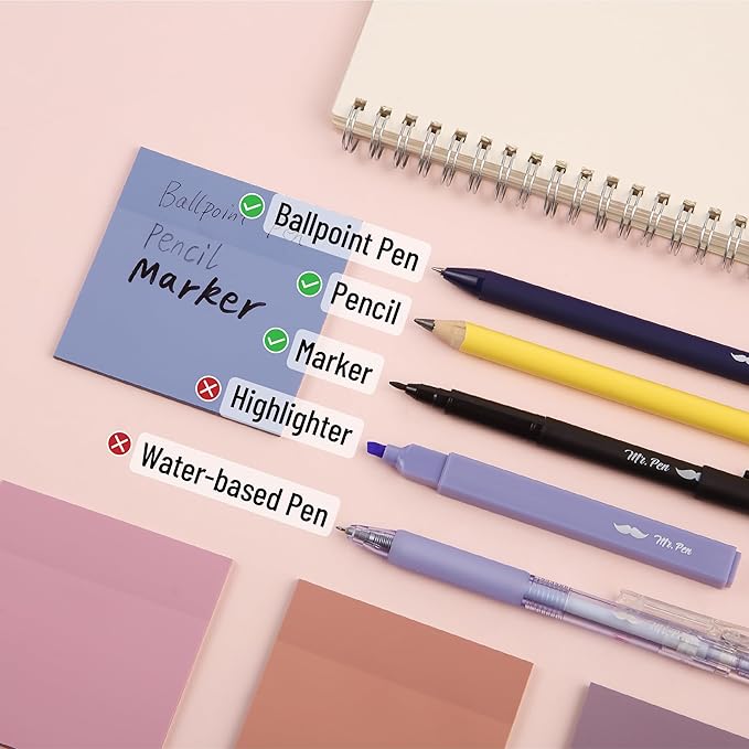 Mr. Pen- Aesthetic Book Annotation Kit, 38 pcs, 12 No Bleed Aesthetic Highlighters, 5 Gel Pens Black Ink, 700 Transparent Sticky Notes & Tabs for Study, Bible Journaling, Planner, Mothers Day Gift