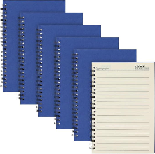Epakh 6 Pack Spiral Notebook Bulk, Back to School Hardcover Spiral Journal Notebook 5.5 x 8.3 Inch, First Day of School Travel Writing Journal Notepad, 50 Sheets 100 Pages(Lined,Navy Blue)