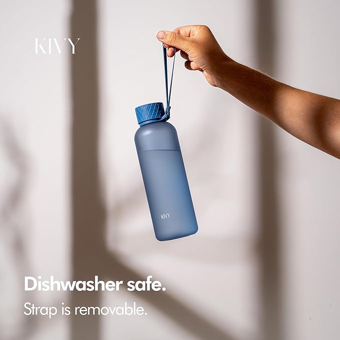 KIVY Slim Water Bottle 22oz [Lightweight & Shatterproof] - Reusable Tritan Water Bottle - Leak Proof Bottle for Women & Men - Water bottle no straw - Dishwasher Safe - BPA Free - Blue