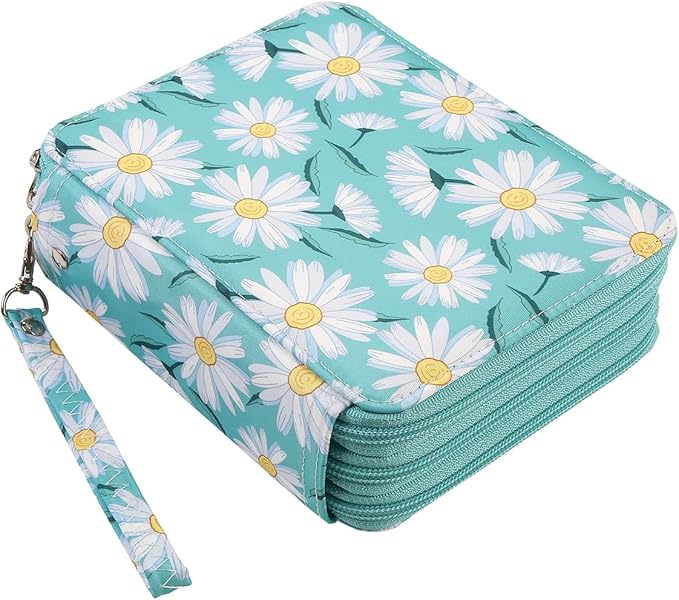 Portable Colored 72 Slots Pencil case Organizer with Printing Pattern for Watercolor Pens, Pencil Case Organizer for Artist