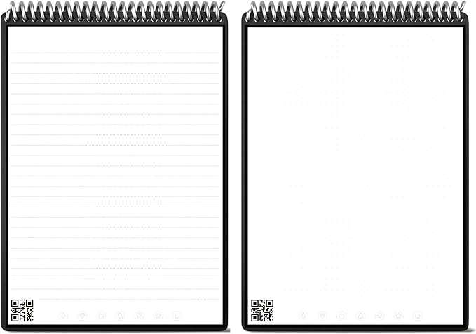 Rocketbook Flip Smart Reusable Letter Size Notepad, 8-1/2" x 11", 1 Subject, Dot-Grid and Line Ruled, 16 Sheets, Blue