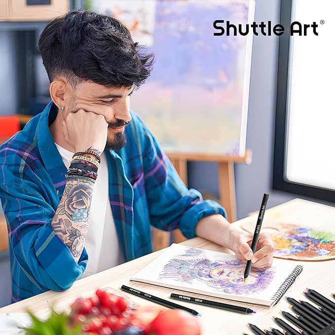 Shuttle Art 24 PCS Rainbow Pencils, 12 Assorted Colors, 2 of Each, Pre-sharpened Rainbow Colored Pencils, Multicolored Pencils for Kids and Adults Coloring, Drawing, Sketching