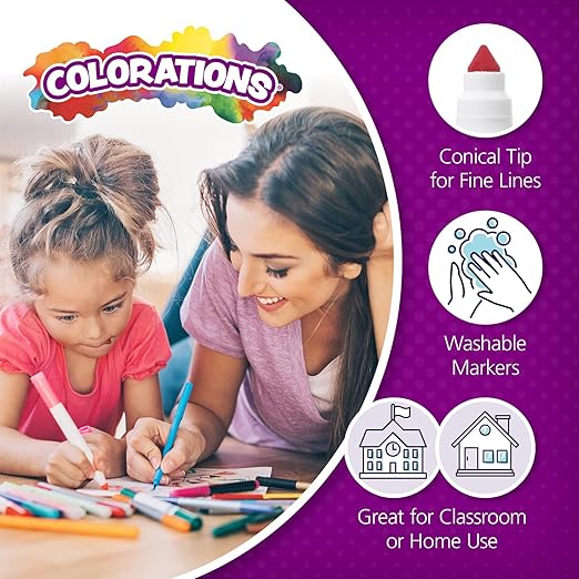 Colorations Chubby Markers, 16 Colors, Conical Tip, Coloring, Paper, Kids, Posters, Drawing, Bold Colors, Home, Classroom, School Supplies, Art Supplies, Craft Projects, Children, Gift