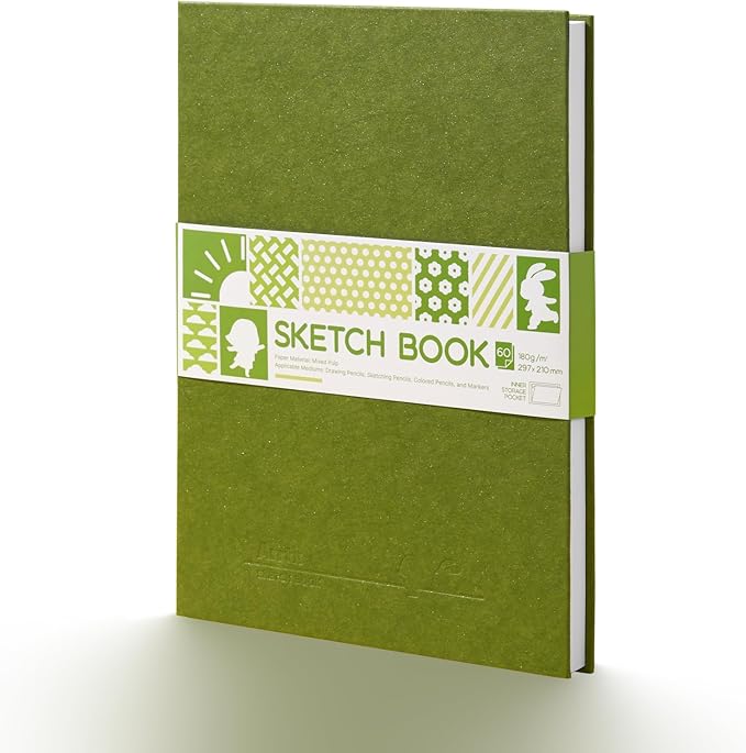 Arrtx A4 Sketchbook, Lay Flat Hardcover Sketch Book(120 Pages) 180GSM/90lb, Acid-Free Art Sketchbook for Artist, Students and Beginners