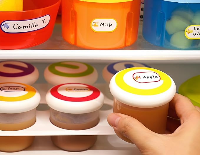 Baby Bottle & Daycare Name Labels, Self-Laminating Waterproof Stickers for Kids Stuff, Dishwasher Safe Write-On Name Tags for School & Home, Assorted Sizes & Colors, Pack of 64