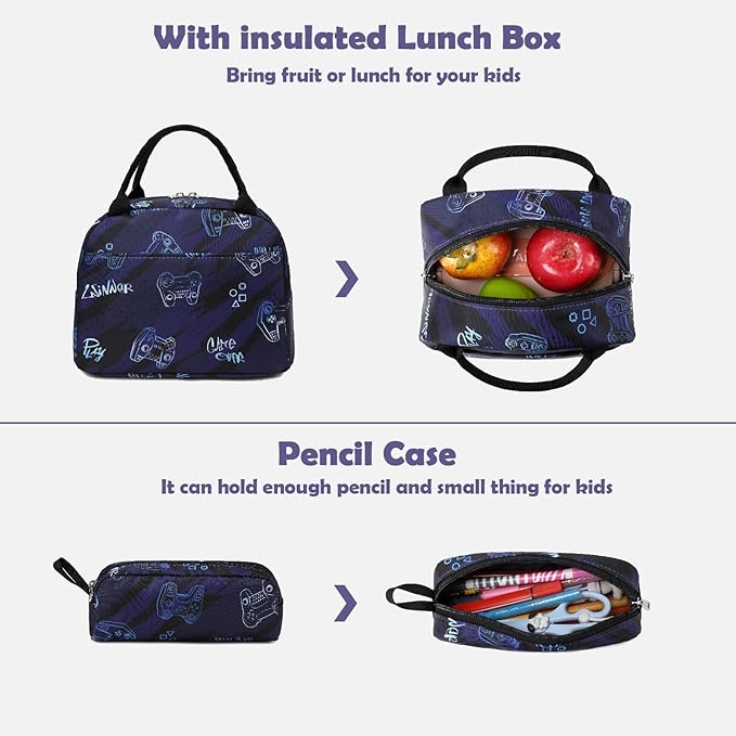 Kimwadalh School Backpack for Girls, Backpack with Lunch Box Pencil Case for Preschool Elementary High School Girls Boys