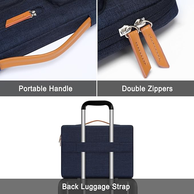 MOSISO 360 Protective Laptop Case 13 inch, 13 inch Laptop Sleeve Compatible with MacBook Air M4 M3 M2 M1 2025-2018/Pro M2 M1 2025-2016, Side Open Carrying Case with 4 Zipper Pockets&Handle, Navy Blue