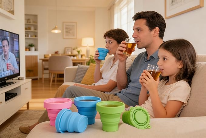 3-Pack Colorful Folding Silicone Cup Travel Cup Camping Cup