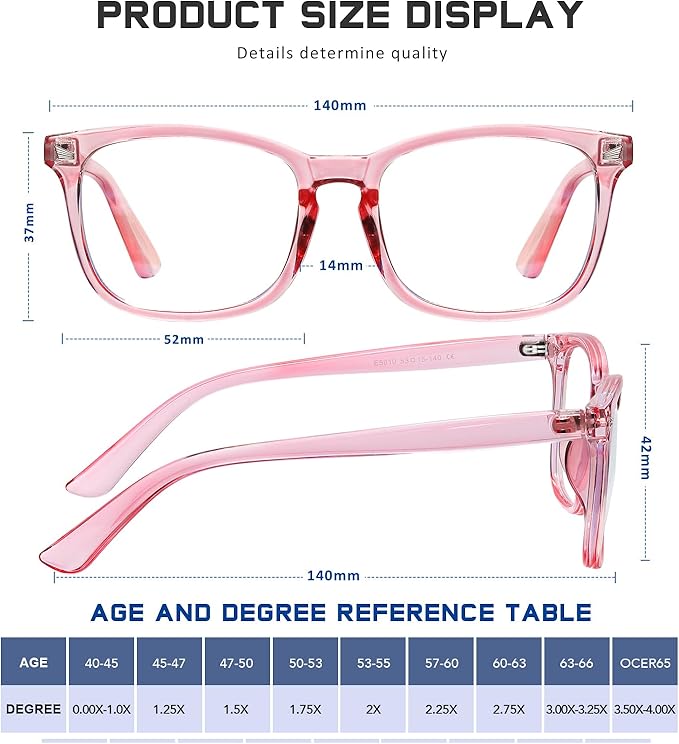 Reading Glasses for Women Men - Blue Light Blocking UV Filter Computer Readers,Anti Eyestrain Eyeglasses