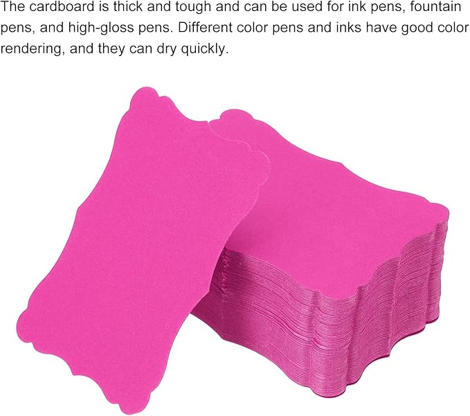 PATIKIL 3.7"x2.4" Blank Paper Business Cards, 120 Pack Small Index Flash Cards Words Message Note Card Mini Paper Tags Lace for DIY Gift, Pink