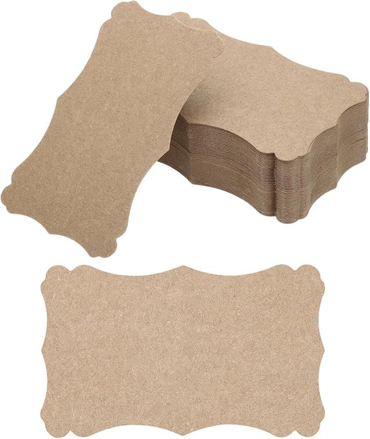 PATIKIL 3"x5" Blank Paper Business Cards, 120 Pack Small Index Flash Cards Words Message Note Card Mini Paper Tags Lace for DIY Gift, Brown