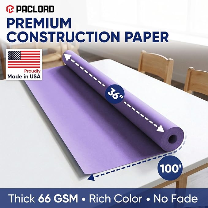 Lilac Construction Paper Roll 36" x 100 ft – Made in USA – 36" Bulletin Board Paper for Classroom & School, Teachers & Kids