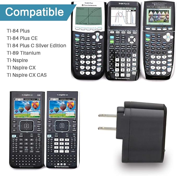 FouceClaus Power Adapter Charger for Texas Instruments TI-84 Plus CE/TI-84 Plus/TI-Nspire CX/CX CAS/TI-89 Titanium Calculators, Compatible with Texas TI-84 Plus C Silver Edition