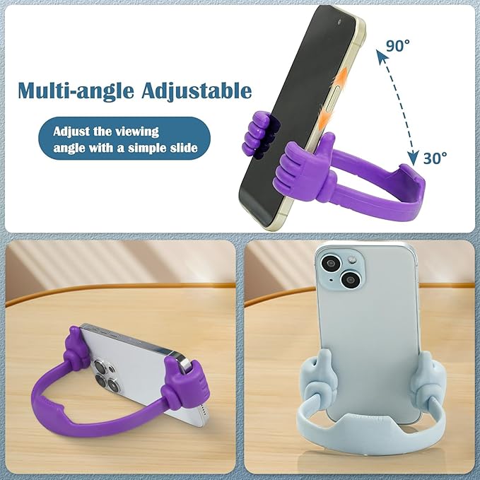 Thumbs-up Cell Phone Stand, Honsky Pack of 5 Universal Flexible Multi-Angle Cute Desk Phone Holder, Compatible with Tablet Android Smart Cellphone Travel, Blue Black Green White Pink