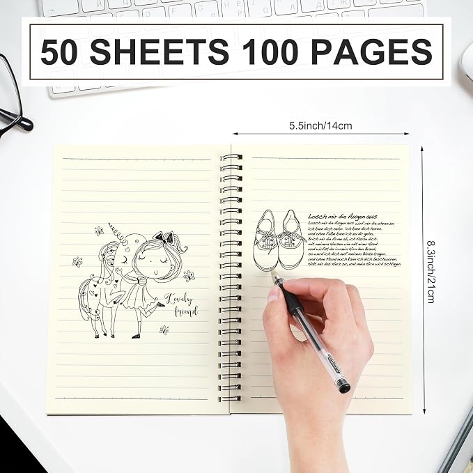 Yahenda 3 Pcs Spiral Notebooks, 1 Subject, Wide Ruled, Dark Color