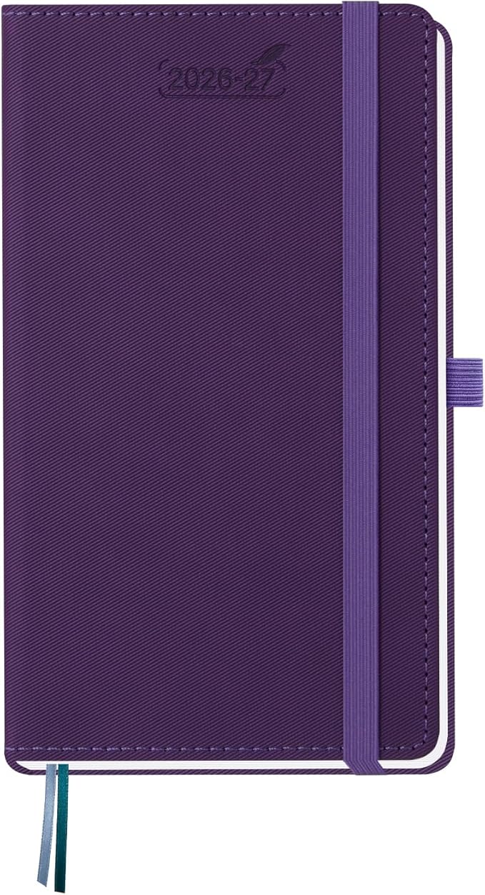 BEZEND Pocket Planner 2026-2027 Weekly and Monthly (3.75" x 6.75" Slim Size) 18-Month Academic Calendar Notebook (Jul 26-Dec 27), Ideal for Students & Professionals, PU Leather Hardcover -Purple