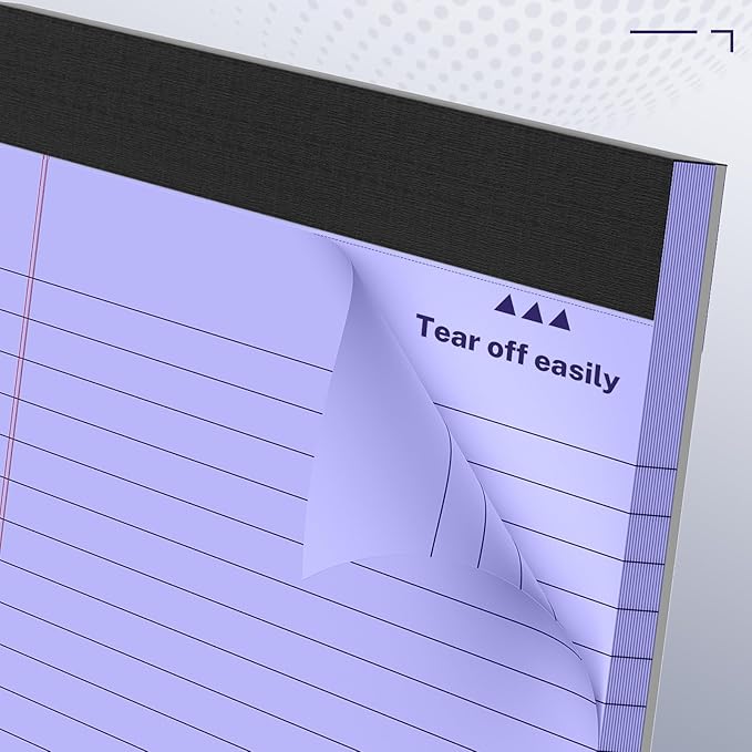AILZFEI 3 Pack Wide Legal Pads 11" x 9.5" (Landscape Format) Purple College Ruled Note Pad Narrow Ruled 30 Sheets per Notepad Perforated Writing Paper with Thick Backboard Horizontal Pads of Paper