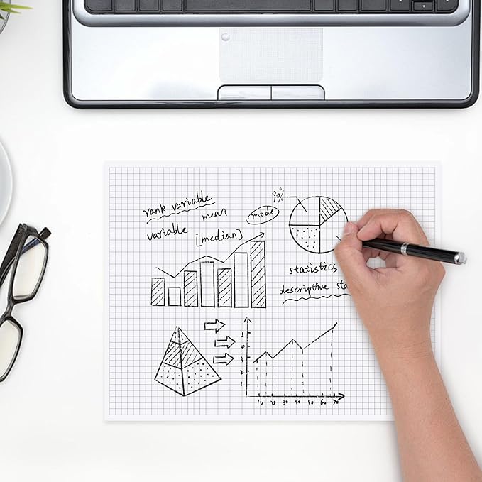 zmybcpack 6 Pack 8.5"X11" Graph Paper Pads, Grid Writing Pads, Memo ScratchPads for Drawing, Engineering, Drafting (Each Pad 50 Sheets, Double Side Printed)