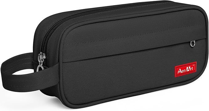Aen Art Pencil Case, Large Capacity Pencil Pouch, Zipper Pencil Box with Easy Grip Handle & Loop for School Teen Girl Boy Men Women (Black)