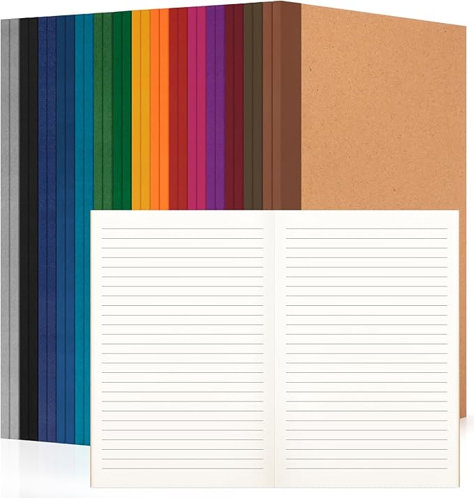 30 Pack Lined Notebook Journals Bulk, 8.3”x 5.5”Kraft Cover Lined Notebooks