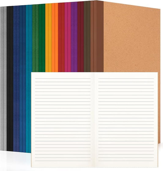 30 Pack Lined Notebook Journals Bulk, 8.3”x 5.5”Kraft Cover Lined Notebooks