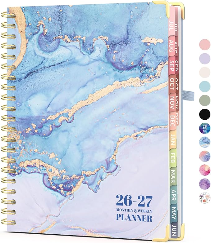 Jul 2026 - Dec 2027 Planner, Forvencer 18 Month Academic Planner 2026-2027, 8.5" x 11", Calendar Planner Weekly and Monthly, Daily Agenda, School Supplies for Student Teacher, A4, Ocean Marble Style