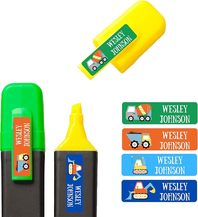 128 Custom Waterproof Dishwasher Safe Kid Name Labels for Daycare, School Supply, Baby Bottles, Lunch Boxes and Cups, Travel. Cute Personalized Design Name Stickers (Pattern 1)