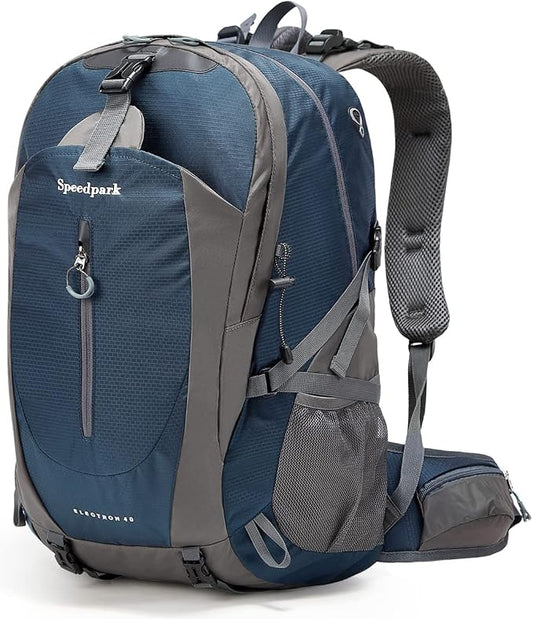 SPEEDPARK 40L Hiking Backpack, Lightweight Camping Daypack with Rain Cover | Water-Resistant Rip-Stop Nylon, Multi-Pockets, Survival Whistle. Ideal For Men, Women, Travel, Trekking