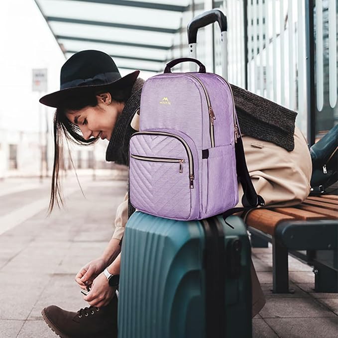 MATEIN 17 Inch Laptop Backpack, Womens College Backpack for School | Large Water Resistant Teacher Nurse Work Bookbag, Lightweight Daypack Computer Back Pack, For Commute & Travel, Light Purple