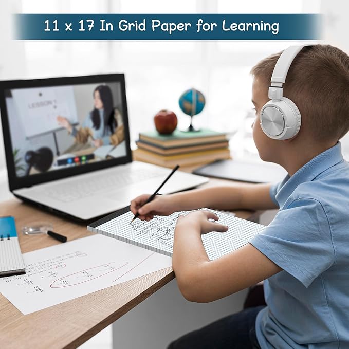 Large Graph Paper Pad 11 x 17, Grid Paper, 4x4 Graph Ruled, Blueprint Quadrille Pad, 30 Sheets Engineering Paper, Drafting Paper, Graft Paper for Architect Engineer Designer Mathematician Draftsman