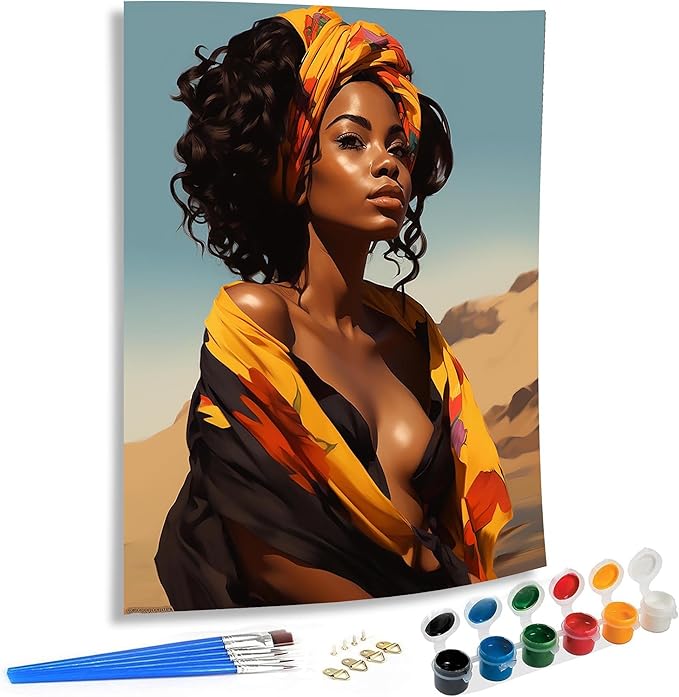 SKRYUIE Paint by Numbers Kits for Adults African Americans, Acrylic Africa Oil Paint by Numbers for Adults Beginner Canvas with Brushes Paintwork Art Crafts for Home Decor 16x20 inch u9