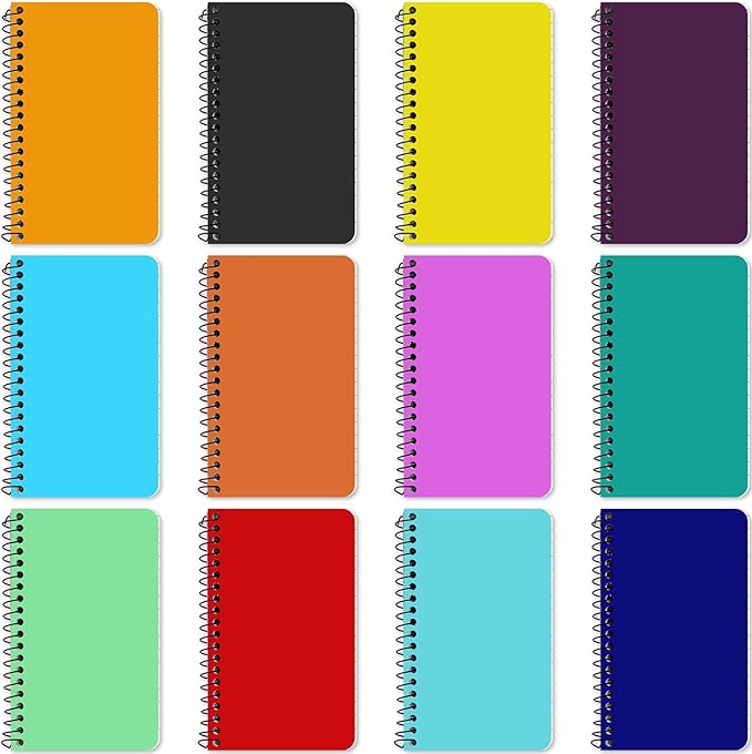 12 Pack Small Spiral Notebooks,3 x5 In Spiral Journal Notebooks with Lined Pages,Memo Pads,College Ruled Paper,Mini Pocket Notebooks for Work School,60sheets