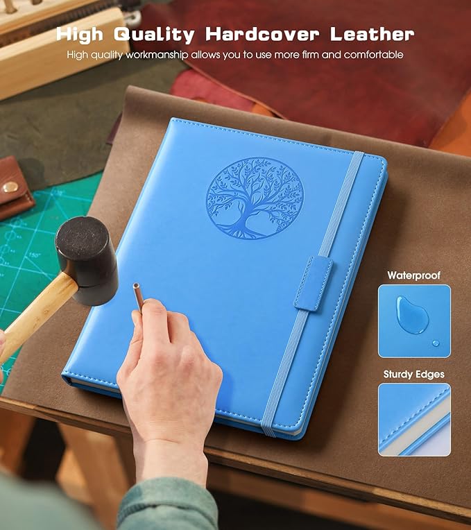 Lined Journal Notebook for Women Men,256 Thick Pages,A5 Hardcover Vintage Leather Journal for Writing,Travel,Business,Work, School,College Ruled Notebooks for Note Taking,Daily Diary 5.7"×8.3"