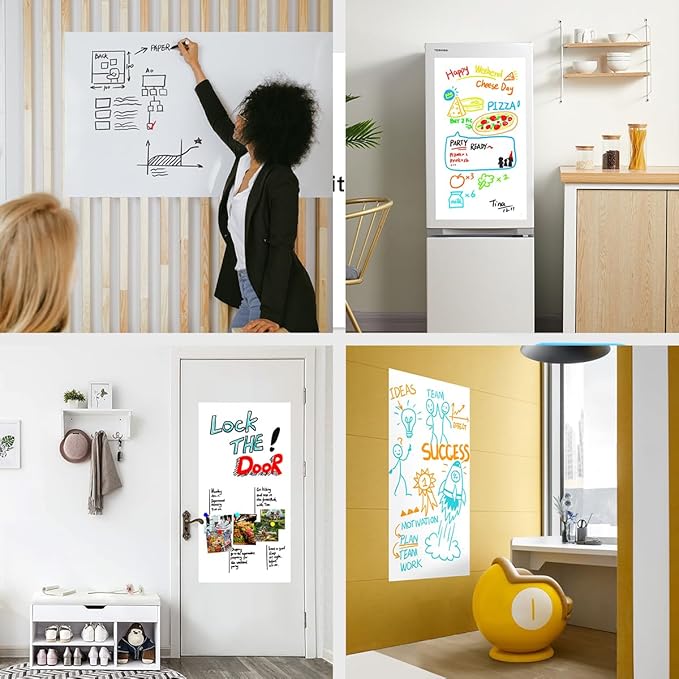 GMEHAR Magnetic Whiteboard Contact Paper, 39” x 18” Adhesive Dry Erase White Board for Wall,Peel and Stick Magnet Wallpaper for Home, Fridge, Kid’s Playroom, Office, Classroom