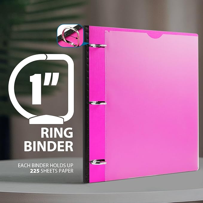 WOT I 4-Pack Telescoping 3 Ring Binder 1 Inch, Expandable Flexible Binder - Patented Design for Easy Portability, Holds 8.5"x11" Paper, Perfect for School, Office&Home Organization