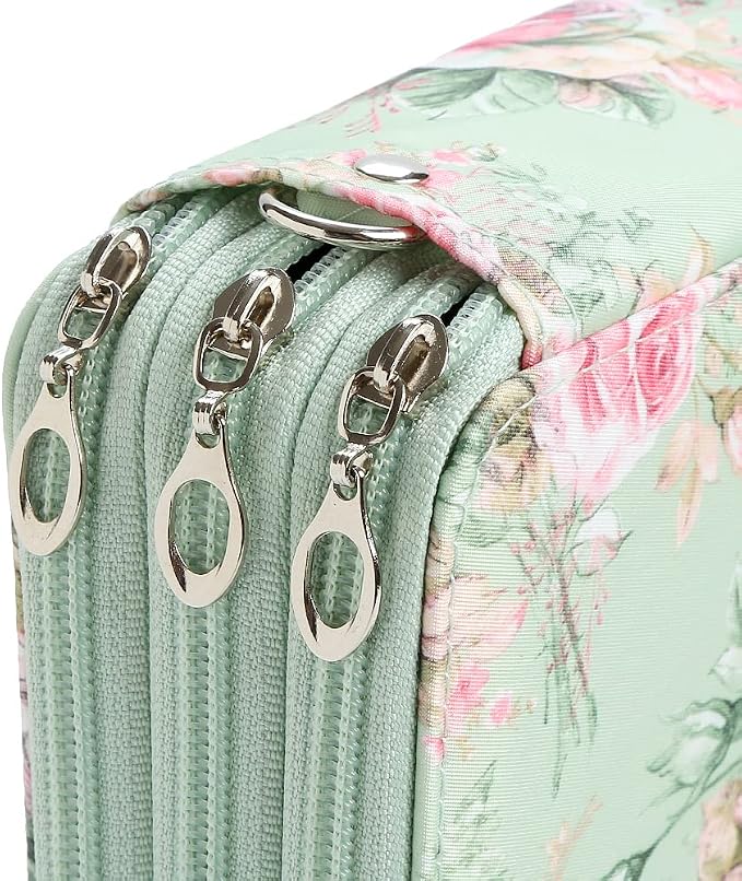 72 Slots Pencil Case Organizer w/Removal Handle Strap | 3-Layer Zipped Pencils Box Large for Colored Pencils Watercolor Pencils for Office and Travel for Artist