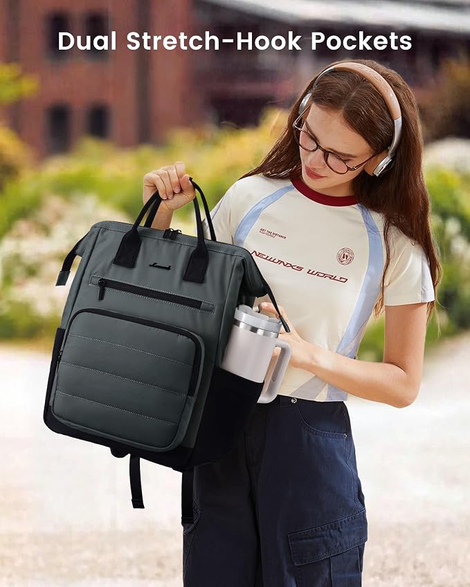 LOVEVOOK Puffer Laptop Backpack for Women, 15.6 Inch Work Backpack purse for Nurse Teacher, Personal Item Travel Bag College Computer Daypack for Daily Commute