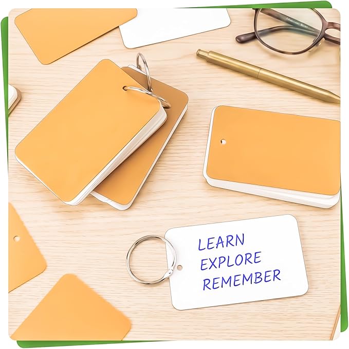 400 PCS Flash Cards 2 x 3 Inch Index Cards with Ring,Portable Blank Note Card Flashcards,Mini Blank Flash Cards White Note Pad 2 x 3 Index Study Notecards for School Office Supply