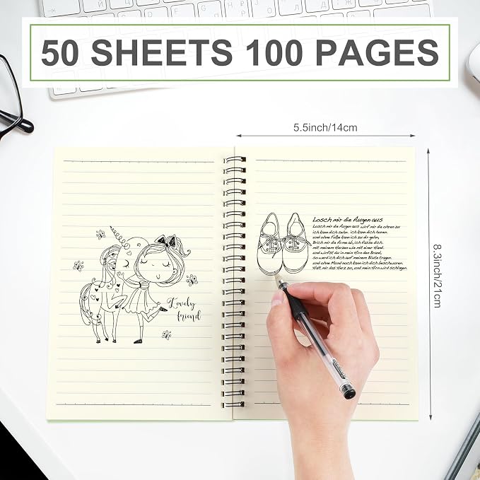 Yahenda 4 Pcs Spiral Notebooks, 1 Subject, Wide Ruled, Pastel Colors